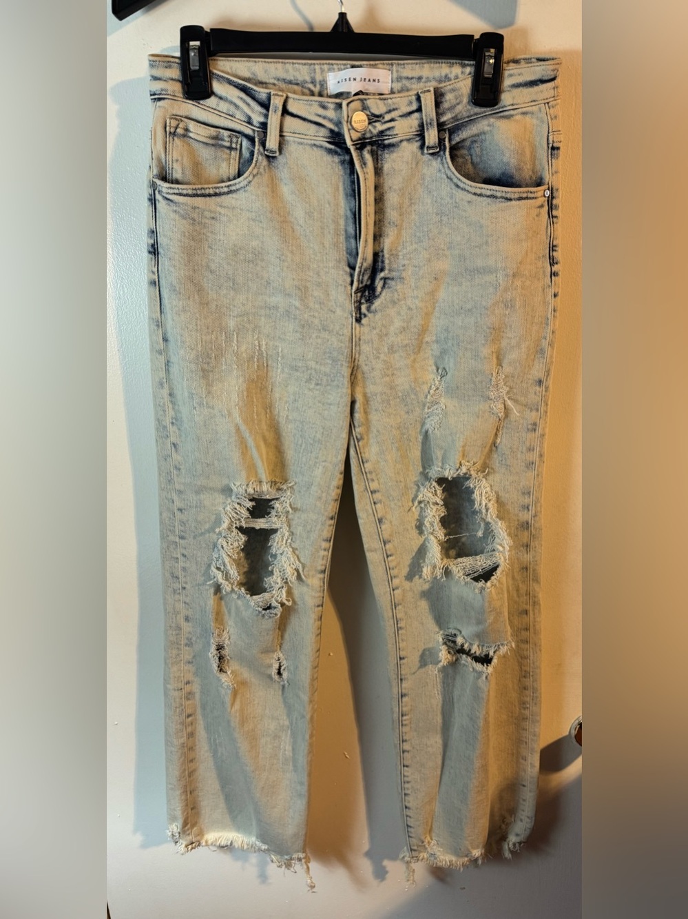 Size 11 Light Washed Distressed Straight Leg Jeans